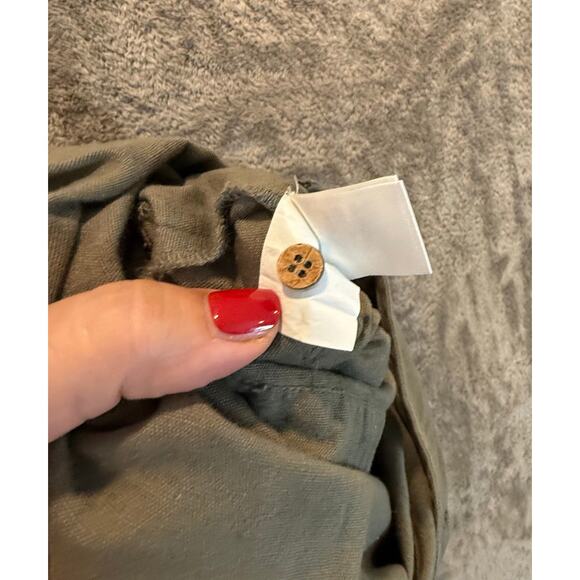 The Shanty Flax Linen Sage Green Jumpsuit Romer Tie Waist Utility L Large - Picture 10 of 11